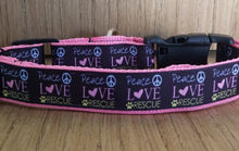 Load image into Gallery viewer, Collar/ Large/ Medium/ Peace Love and Rescue Pink