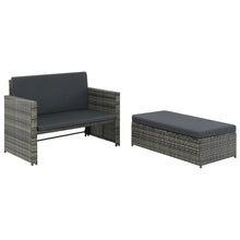 Load image into Gallery viewer, 2 Piece Garden Lounge Set with Cushions Poly Rattan Gray