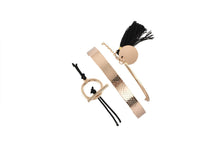 Load image into Gallery viewer, Egyptian Design Gold Ingrain Black Tassel 3 Piece Set