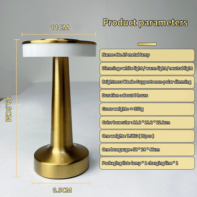 LED Retro Rechargeable Metal Desk Lamp