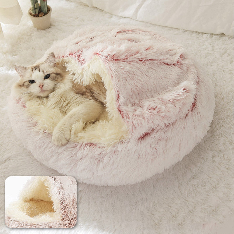 Round Plush Cat Bed House